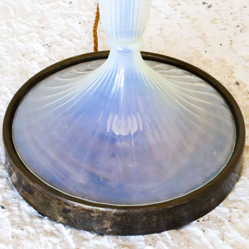 Mid century pearlescent blue tinted glass standard lamp