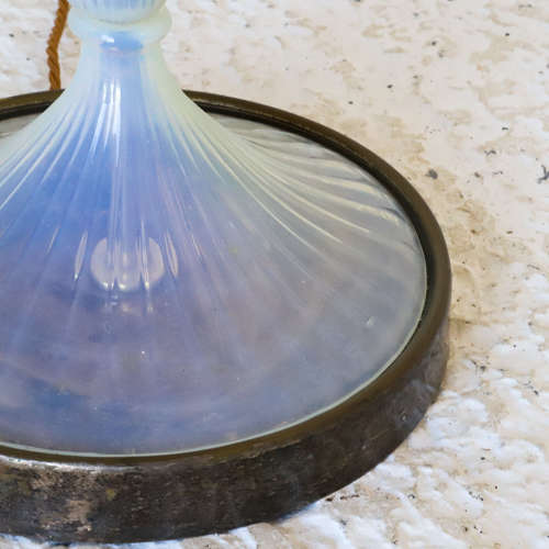 Mid century pearlescent blue tinted glass standard lamp