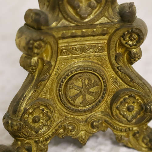 Two Tall Cast Metal Candlesticks