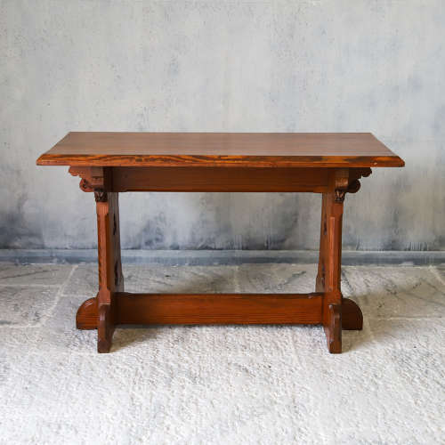 English 19th Century Pitch Pine Gothic Altar Table Manner of AW Pugin
