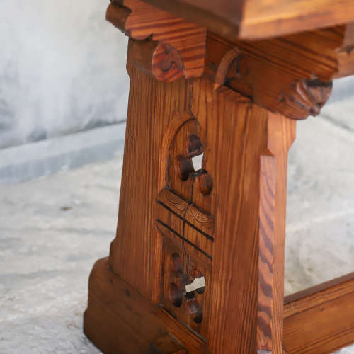 English 19th Century Pitch Pine Gothic Altar Table Manner of AW Pugin
