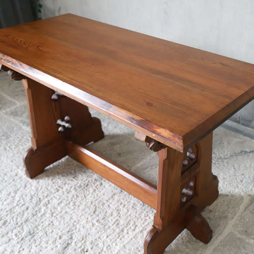English 19th Century Pitch Pine Gothic Altar Table Manner of AW Pugin