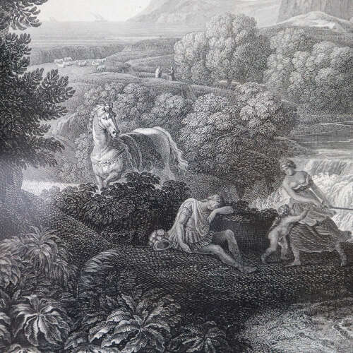 French 18th Century Engraving: “Rinaldo e Armida” in Original Frame - Timeless Heritage