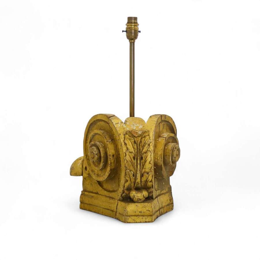 18th Century French Carved & Gilded Corbel Converted into Table Lamp