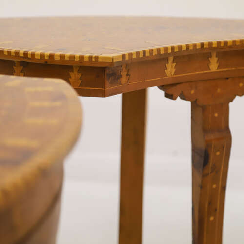 1920s Syrian Tear Drop Side Tables - Exquisitely Inlaid Koto Hardwood Masterpiece