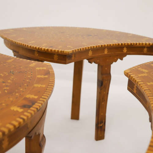 1920s Syrian Tear Drop Side Tables - Exquisitely Inlaid Koto Hardwood Masterpiece