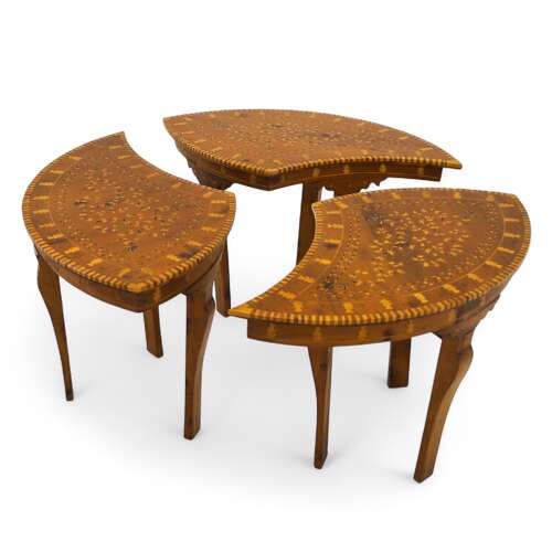 1920s Syrian Tear Drop Side Tables - Exquisitely Inlaid Koto Hardwood Masterpiece