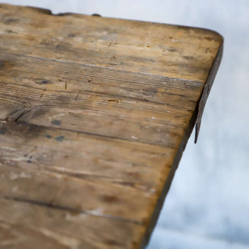Early 20th Century Pine and Iron Trestle Work Table - England, Circa 1900