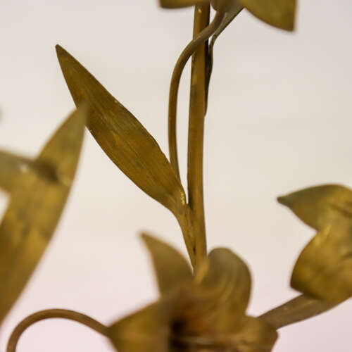 Pair of Antique French Gilt Church Candelabra with Floral Branches, c.1900