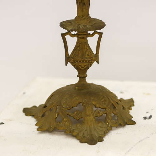 Pair of Antique French Gilt Church Candelabra with Floral Branches, c.1900