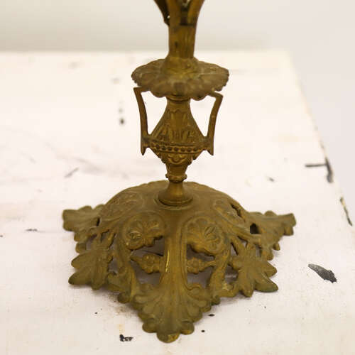 Pair of Antique French Gilt Church Candelabra with Floral Branches, c.1900