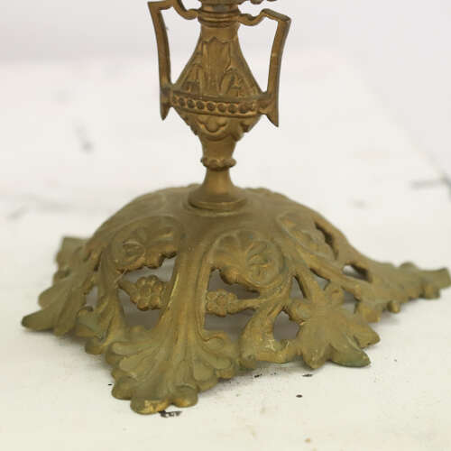 Pair of Antique French Gilt Church Candelabra with Floral Branches, c.1900