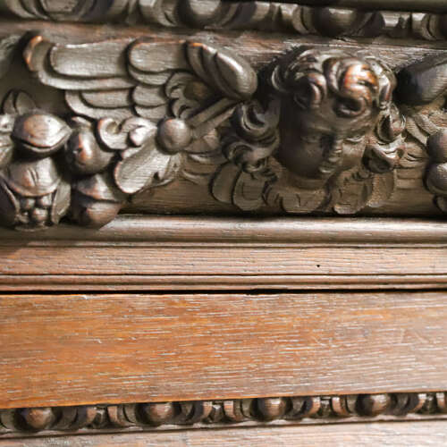 17th Century Flemish Carved Oak Cabinet on Stand with Lion Masks c.1680