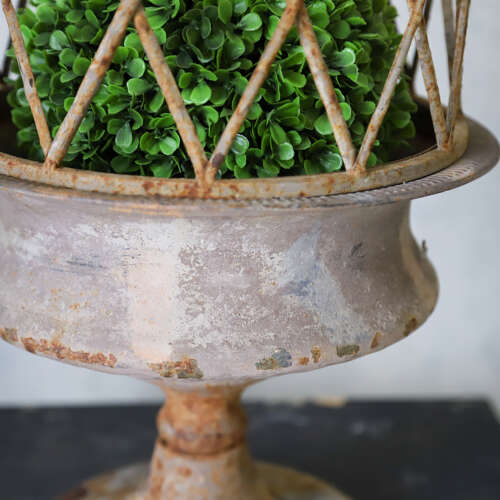 Vintage Metal Campana‑Shaped Urn with Removable Trellis Top