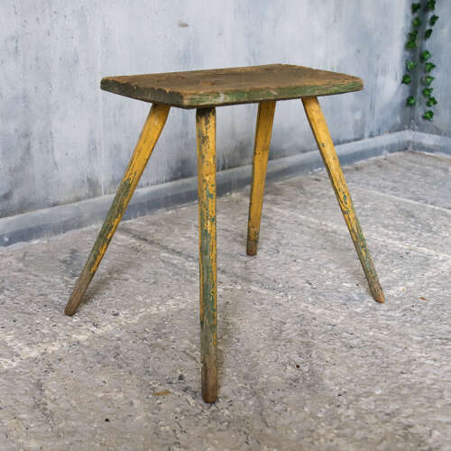 Small French Rustic Milking Stool with Original Paint - Late 19th/Early 20th Century