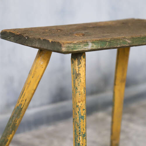 Small French Rustic Milking Stool with Original Paint - Late 19th/Early 20th Century