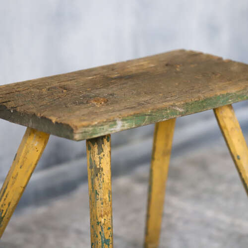 Small French Rustic Milking Stool with Original Paint - Late 19th/Early 20th Century