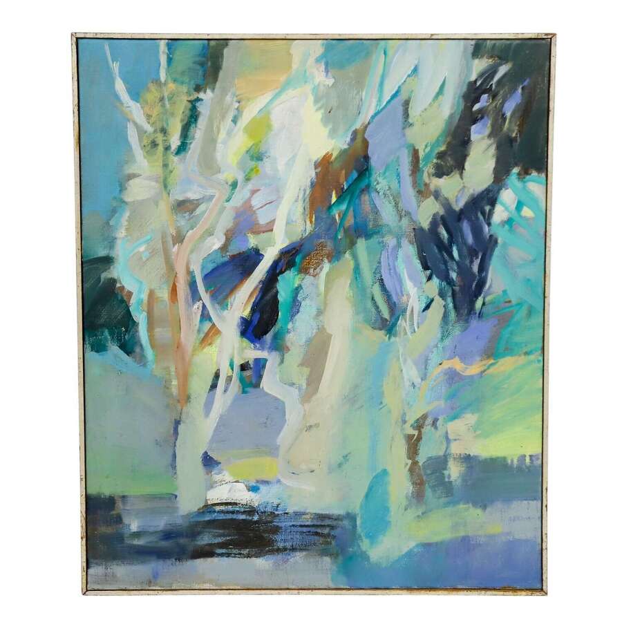 Abstract Danish Oil Painting by W Seidel Signed and Dated 1994