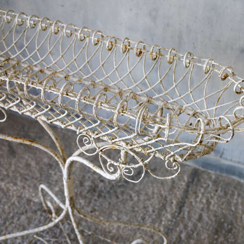 19th Century English Wrought Iron Plant Stand with Scrollwork and Lattice Basket Top