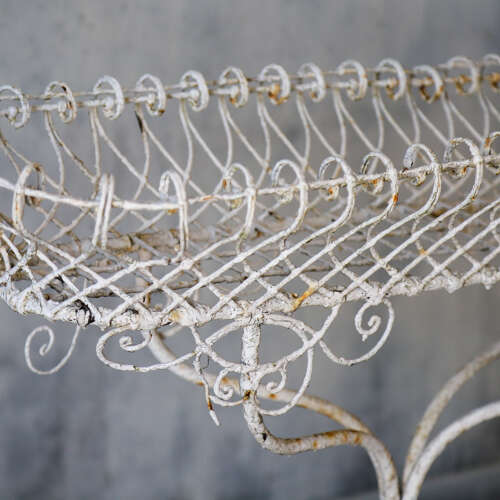 19th Century English Wrought Iron Plant Stand with Scrollwork and Lattice Basket Top
