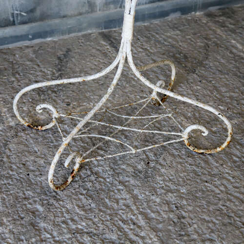 19th Century English Wrought Iron Plant Stand with Scrollwork and Lattice Basket Top