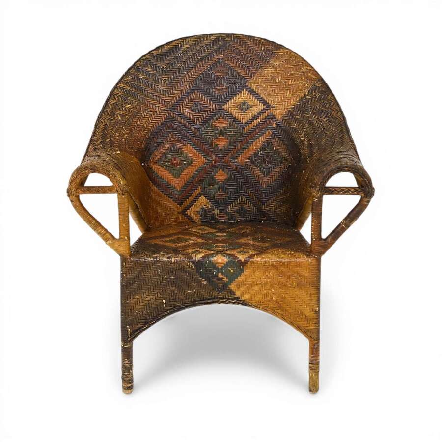 Decorative Early 20th-Century Arts & Crafts Wicker Rattan Armchair by Dryad & Co