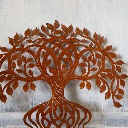 Pair of 1970s Weathered Metal Tree Wall Hangings - English Decorative Art