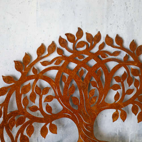 Pair of 1970s Weathered Metal Tree Wall Hangings - English Decorative Art