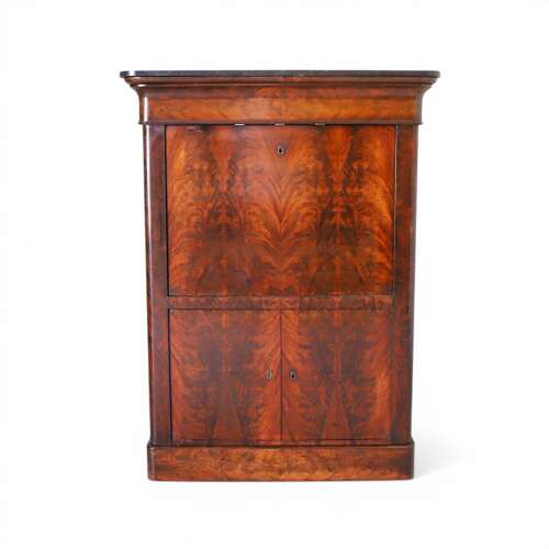 19th C All original French Secrétaire à Abattant Cabinet - Marble Top & Secret Drawers