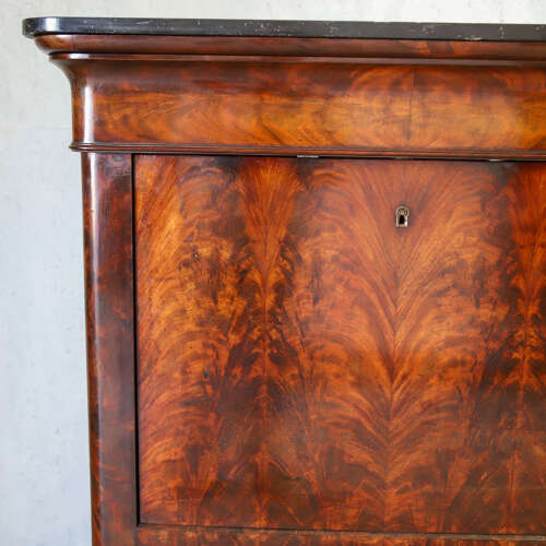 19th C All original French Secrétaire à Abattant Cabinet - Marble Top & Secret Drawers