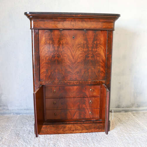 19th C All original French Secrétaire à Abattant Cabinet - Marble Top & Secret Drawers