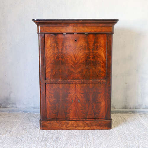 19th C All original French Secrétaire à Abattant Cabinet - Marble Top & Secret Drawers