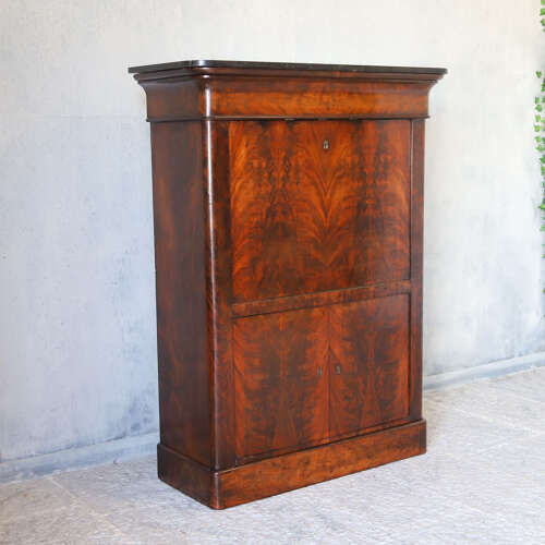 19th C All original French Secrétaire à Abattant Cabinet - Marble Top & Secret Drawers