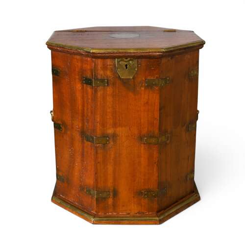 Antique Campaign Chest with Hinged Lift‑Up Top