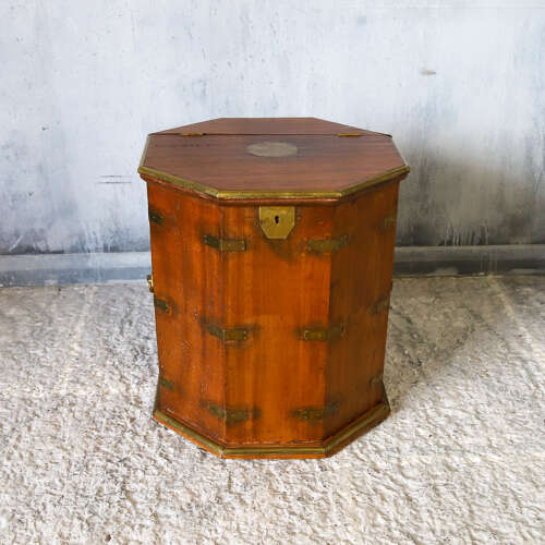 Antique Campaign Chest with Hinged Lift‑Up Top