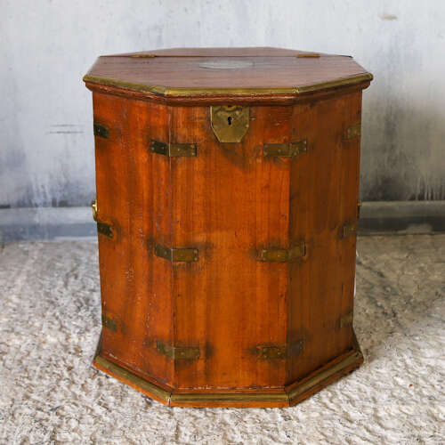 Antique Campaign Chest with Hinged Lift‑Up Top