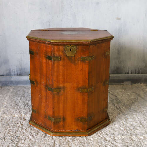 Antique Campaign Chest with Hinged Lift‑Up Top