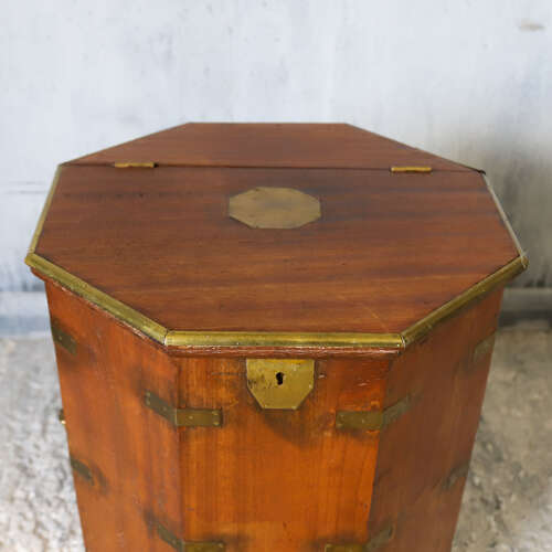 Antique Campaign Chest with Hinged Lift‑Up Top