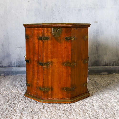 Antique Campaign Chest with Hinged Lift‑Up Top