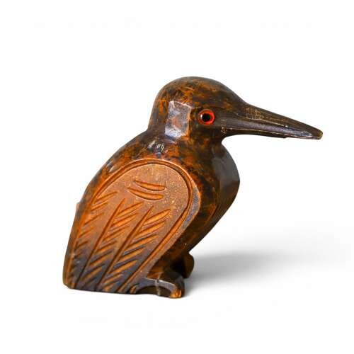 Folk‑Carved Wooden Bird Match Holder — Mid‑20th Century