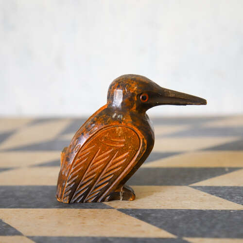 Folk‑Carved Wooden Bird Match Holder — Mid‑20th Century