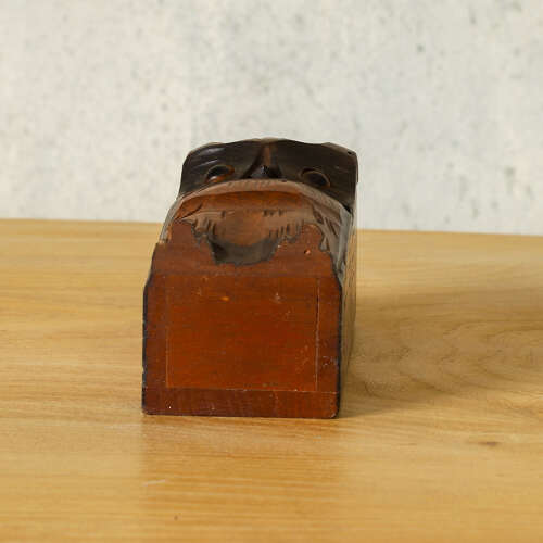Vintage Carved Owl Brush Holder | Black Forest Style Wooden Brush Wall Box
