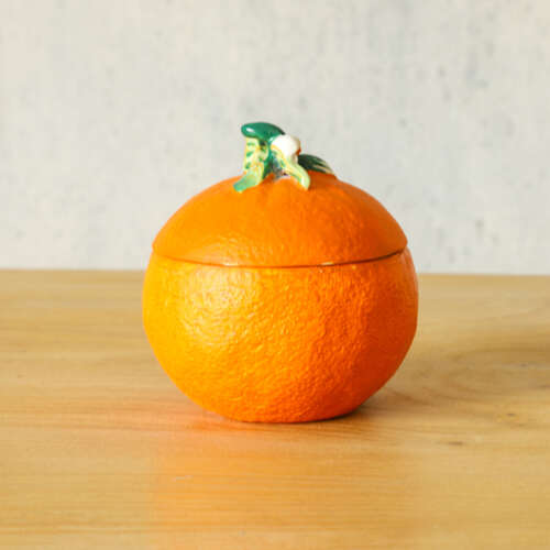 Vintage Minton Orange Marmalade Jar with Lid & Spoon Notch | English Novelty Preserve Pot