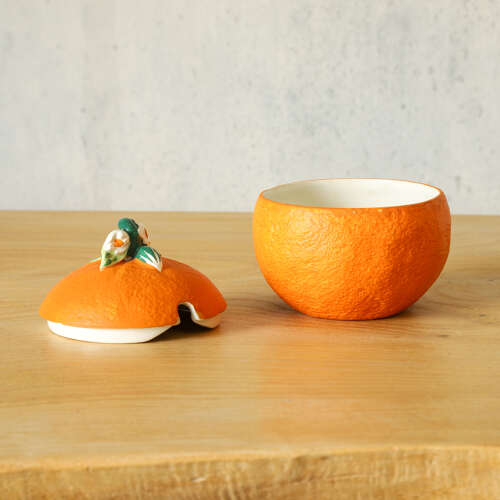 Vintage Minton Orange Marmalade Jar with Lid & Spoon Notch | English Novelty Preserve Pot