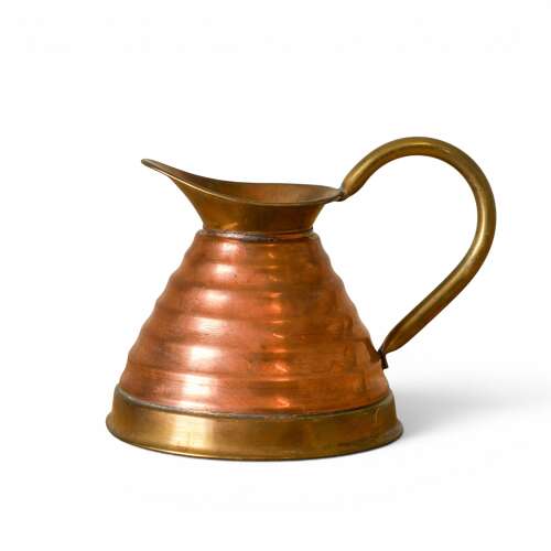 Antique English Copper Cream Jug with Brass Handle | Handmade Copper Pitcher