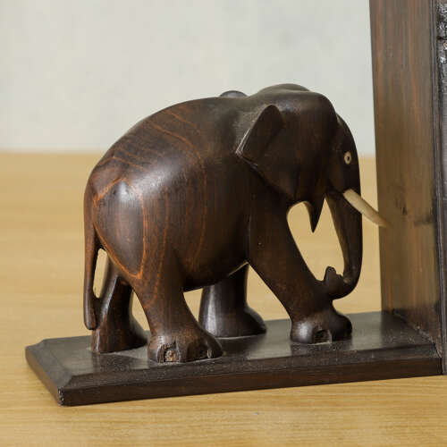 Pair of Vintage Carved Elephant Bookends