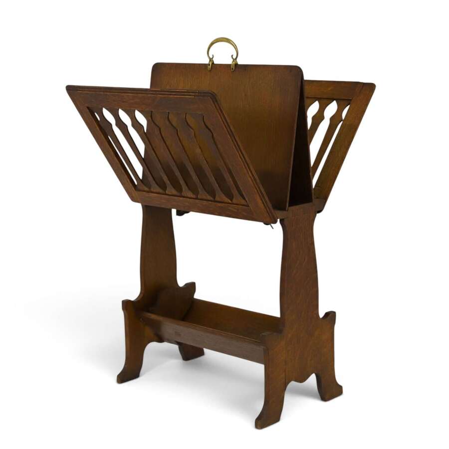 Arts & Crafts Folding Oak Caxton Stand &mdash; Possibly Liberty & Co., Circa 1885