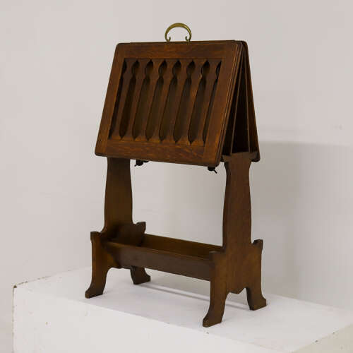 Arts & Crafts Folding Oak Caxton Stand — Possibly Liberty & Co., Circa 1885