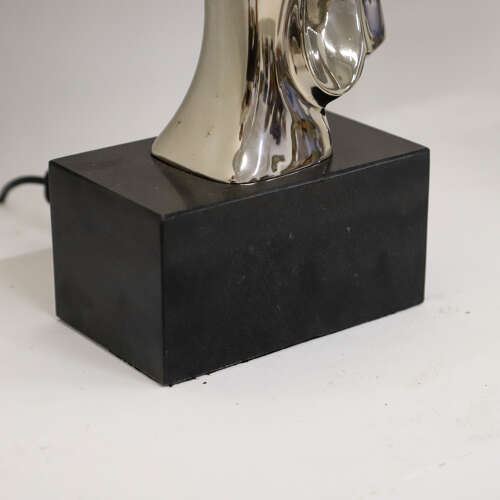 Pair of Modernist Table Lamps — Alain Chervet, Chrome & Marble, 1970s