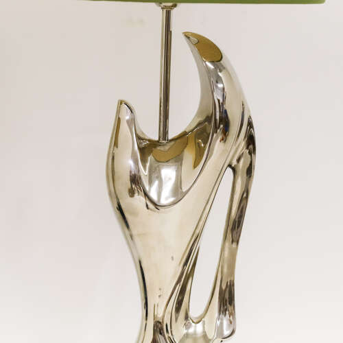 Pair of Modernist Table Lamps — Alain Chervet, Chrome & Marble, 1970s